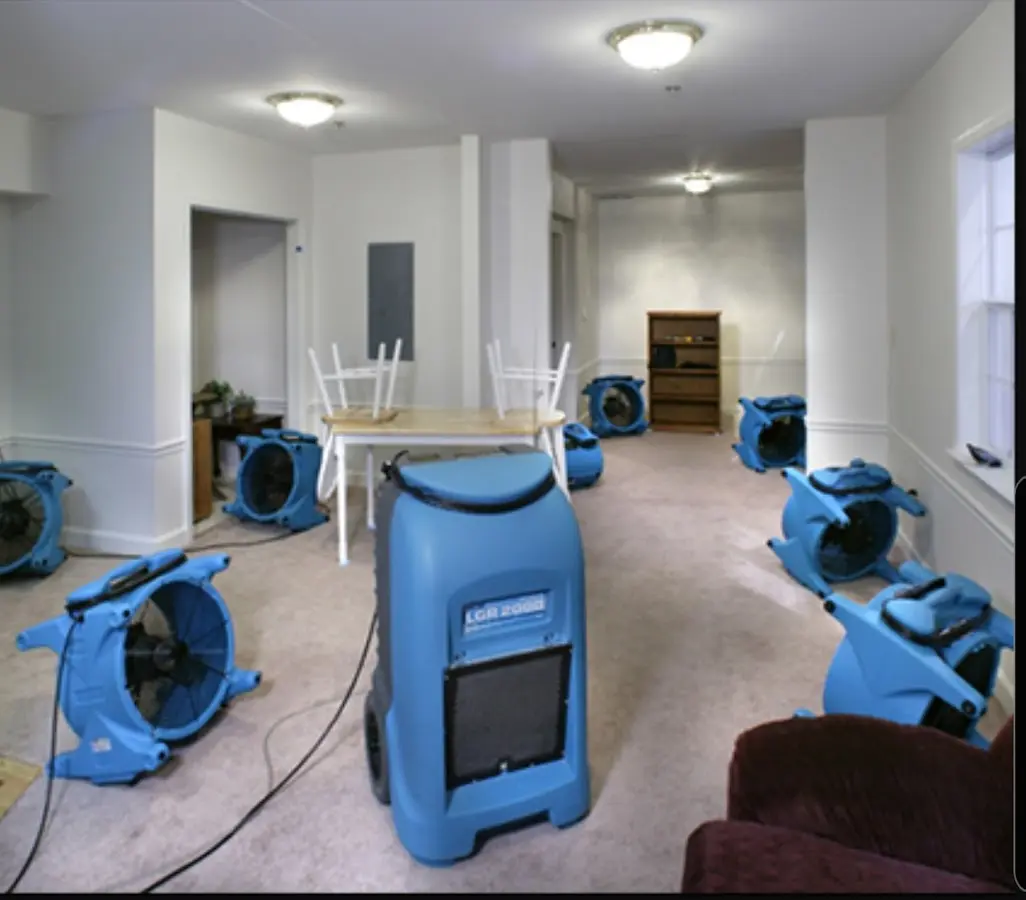 Air movers and dehumidifier setup for Water Extraction & Removal in St. Cloud